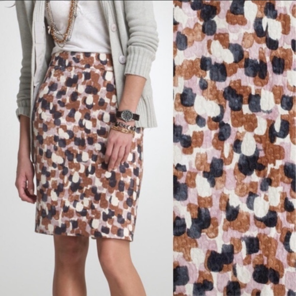 J crew multicolor pencil skirt midi lavender brown
